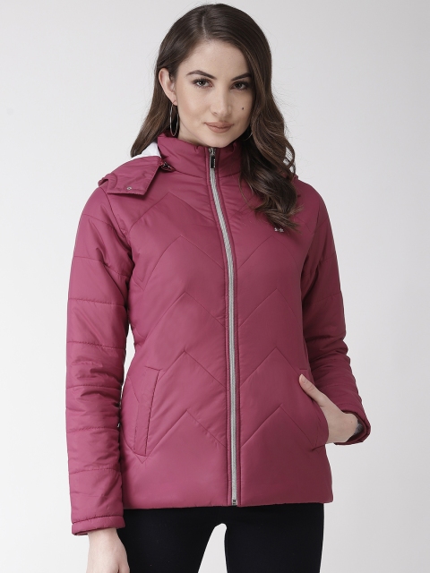 

Okane Women Pink Solid Detachable Hood Padded Jacket