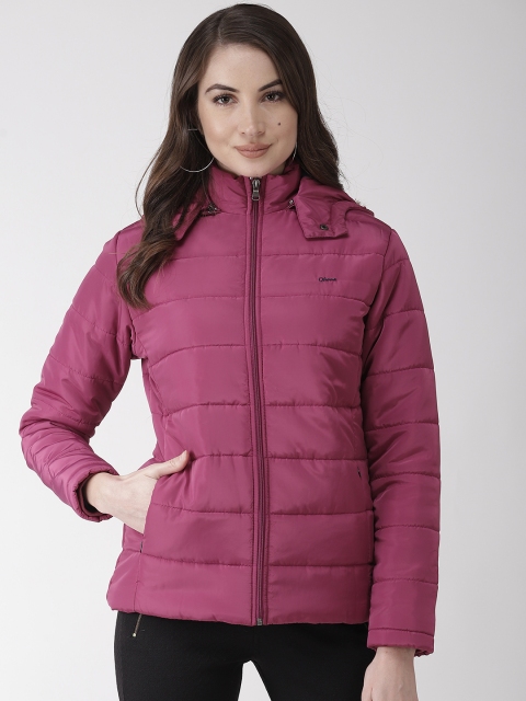 

Okane Women Magenta Solid Padded Jacket with Detachable Hood