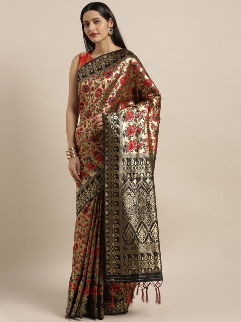

Mitera Black & Golden Art Silk Woven Design Saree