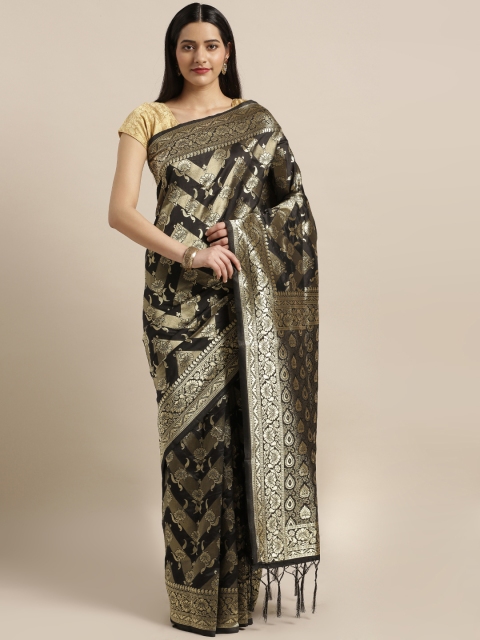 

Mitera Black & Golden Art Silk Woven Design Saree