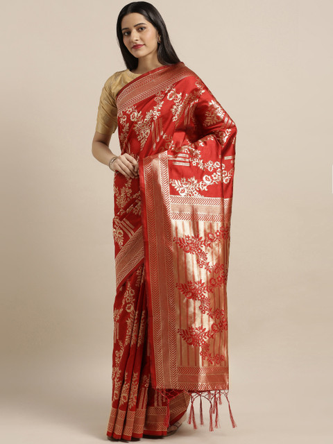 

Mitera Red Woven Design Art Silk Saree