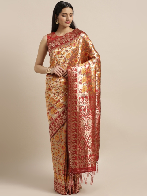 

Mitera Red & Golden Art Silk Woven Design Saree