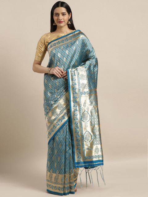 

Mitera Blue Woven Design Art Silk Saree