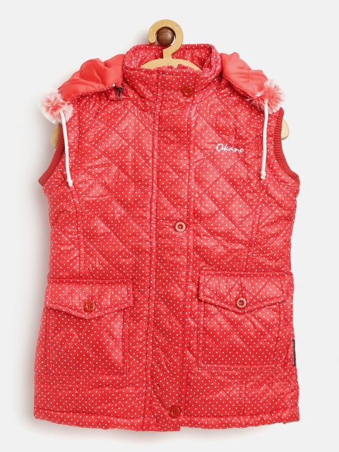 

Okane Girls Red & White Printed Parka Jacket with Detachable Hood