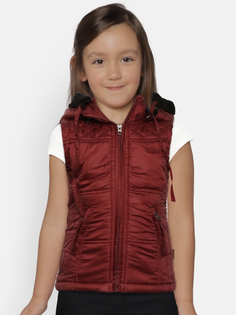 

Okane Girls Maroon Solid Padded Jacket with Detachable Hood