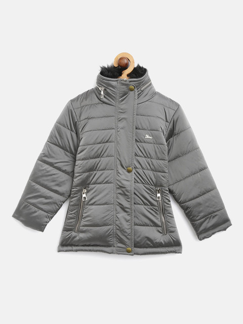 

Okane Girls Charcoal Grey Solid Padded Jacket