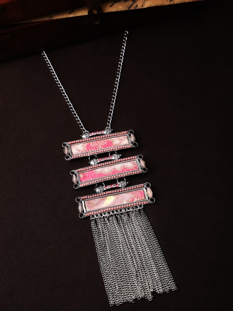 

Rubans Oxidised Pink Necklace, Silver