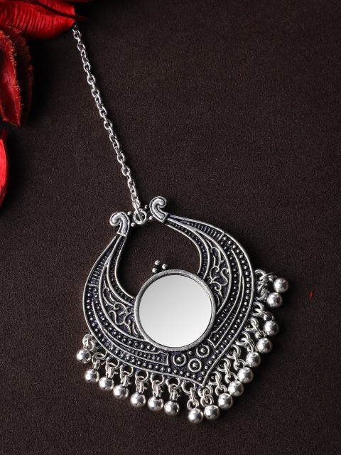 

Rubans Women Silver-Toned Oxidised Maangtika