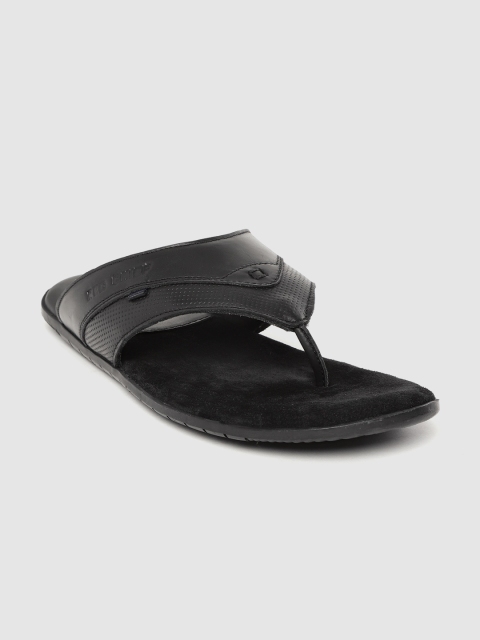 

Red Chief Men Black Leather Textured Comfort Sandals
