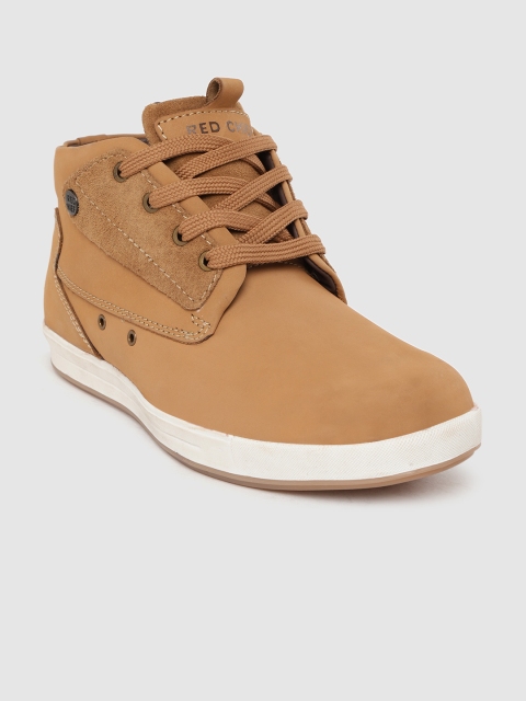 

Red Chief Men Tan Brown Leather Mid-Top Sneakers