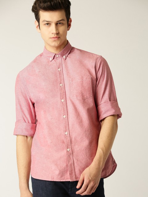 

MANGO MAN Men Pink Regular Fit Solid Casual Shirt