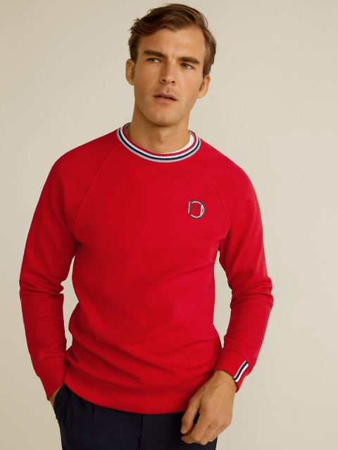 

MANGO MAN Men Red Solid Sweatshirt