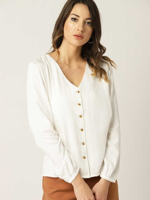 

MANGO Women White Solid Top