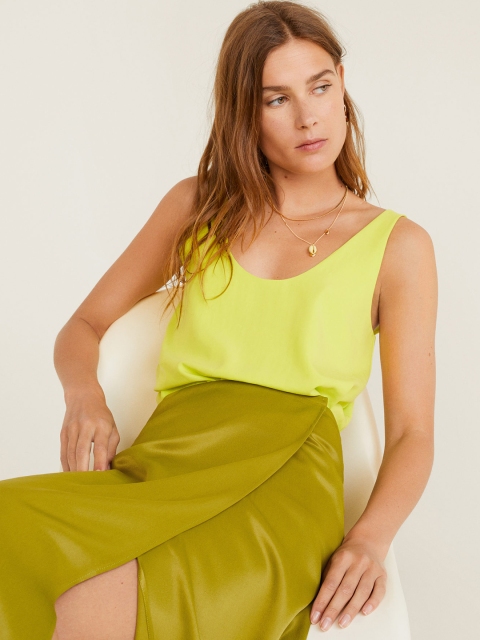 

MANGO Women Lime Green Solid Top