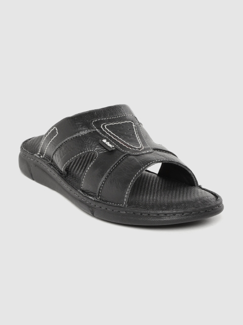

Lee Cooper Men Black Solid Leather Comfort Sandals