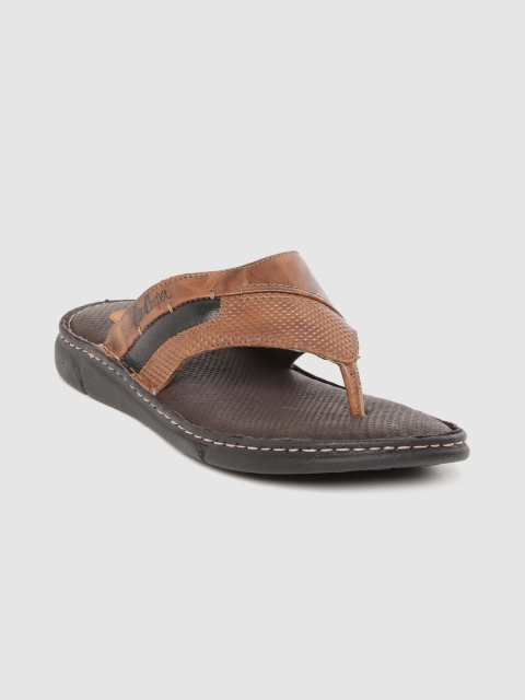 

Lee Cooper Men Brown Textured Leather Comfort Sandals
