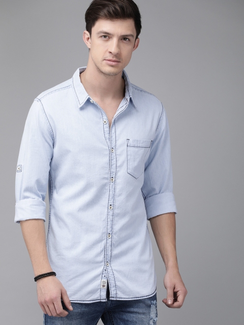 

Roadster Men Blue Regular Fit Solid Casual Shirt