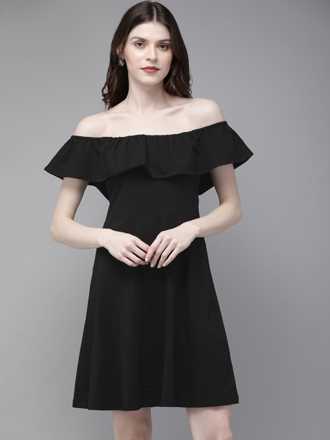 

SASSAFRAS Women Black Solid A-Line Dress