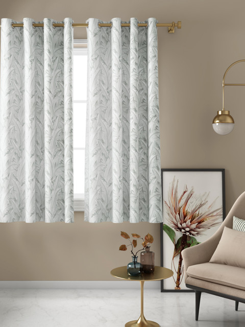 

Aura Grey Single Leaf Jacquard Pattern Single Window Curtain