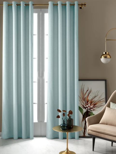 

Aura Blue Jacquard Single Door Curtain