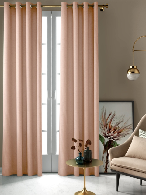 

Aura Peach-Coloured Jacquard Single Door Curtain