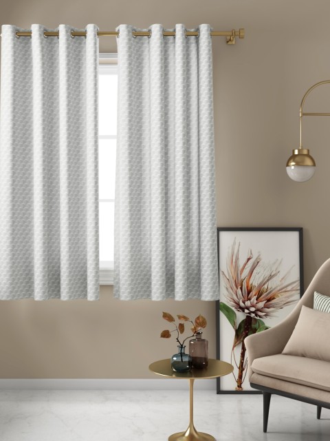

Aura Grey Geometric Jacquard Single Window Curtain