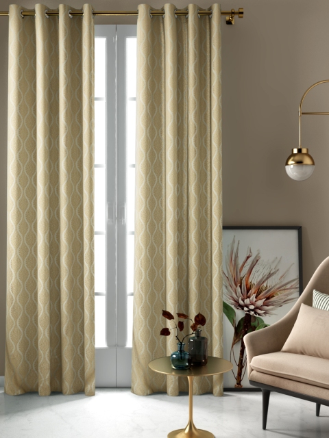 

Aura Off-White & Golden Jacquard Single Long Door Curtain