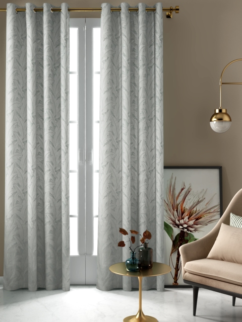 

Aura Grey & Silver-Toned Single Jacquard Patterned Door Curtain