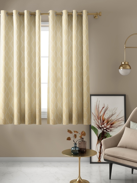 

Aura Off-White & Golden Jacquard Single Window Curtain