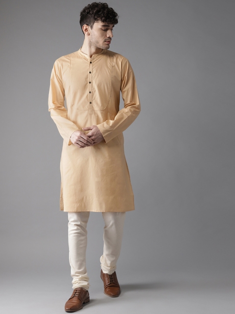 

Hubberholme Men Beige Solid Straight Kurta