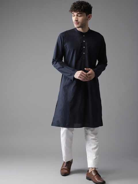 

Hubberholme Men Navy Blue Solid Straight Kurta