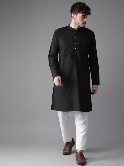 

Hubberholme Men Black Solid Straight Kurta