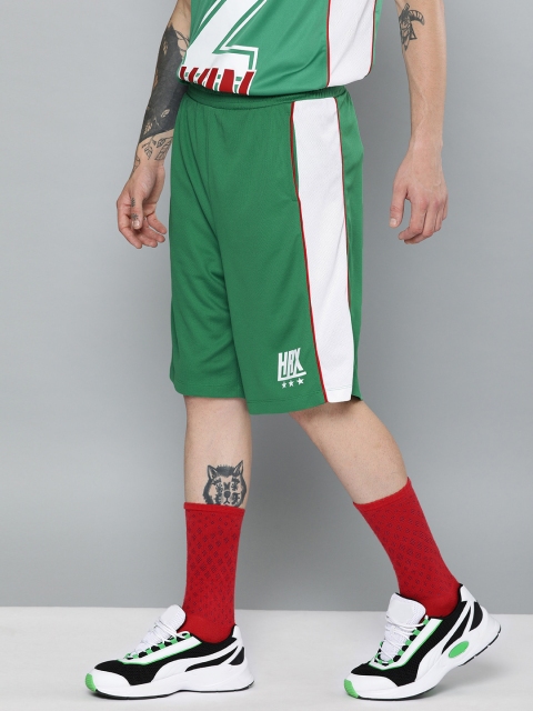 

HRX by Hrithik Roshan Men Green Solid Regular Fit Basketball Shorts