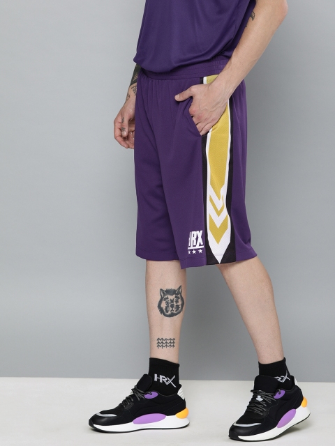 

HRX by Hrithik Roshan Men Purple Solid Regular Fit Basketball Shorts