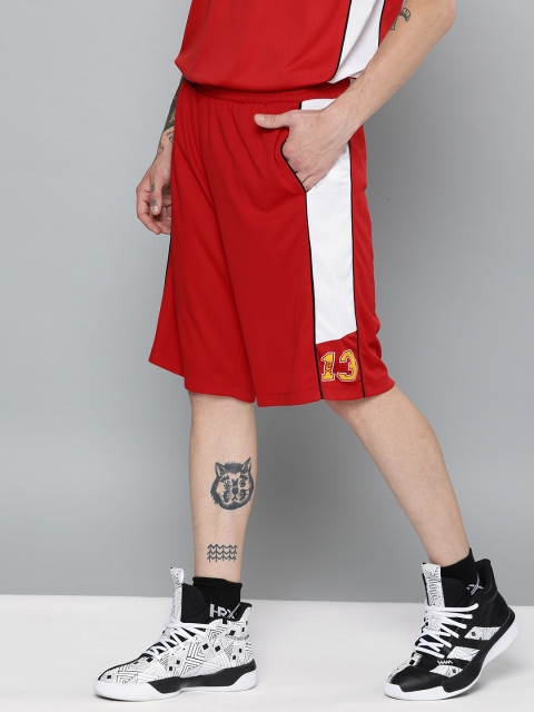 

HRX by Hrithik Roshan Men Red Solid Regular Fit Rapid Dry Basketball Sports Shorts