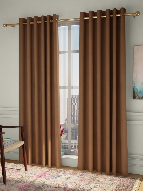 

CURTAIN LABEL Brown Set of 2 Long Door Curtains