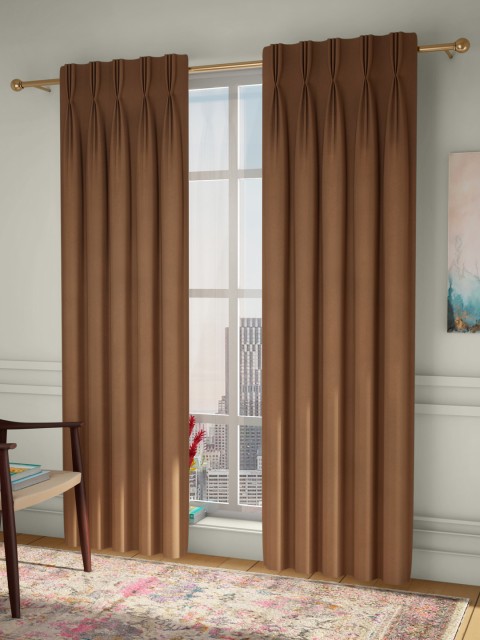 

CURTAIN LABEL Brown Set of 2 Long Door Curtains