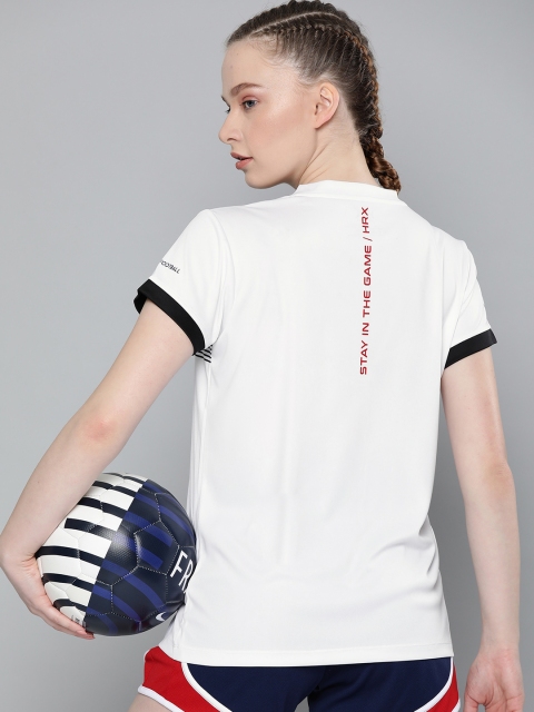 

HRX by Hrithik Roshan Women White & Black Striped Regular Fit Football T-shirt