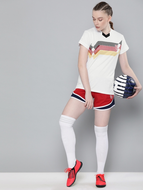 

HRX by Hrithik Roshan Women White & Red Striped Regular Fit Football T-shirt