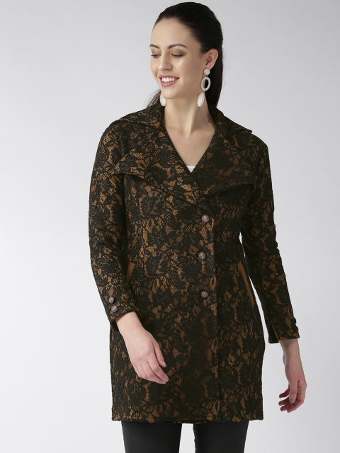 

WoowZerz Women Black & Brown Slim Fit Lace Coat