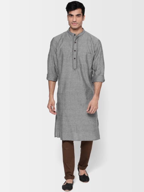 

Fabindia Men Grey Melange Solid Slim Fit Straight Kurta
