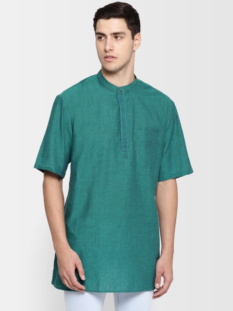 

Fabindia Men Teal Green Solid Straight Kurta