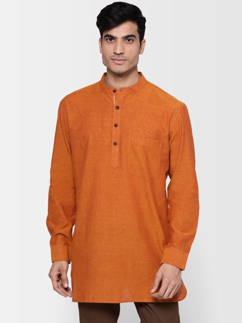 

Fabindia Men Rust Orange Solid Straight Kurta