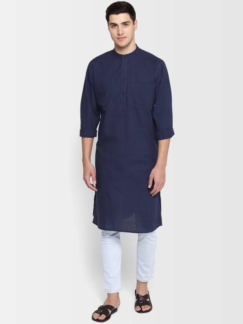 

Fabindia Men Navy Blue Solid Straight Kurta