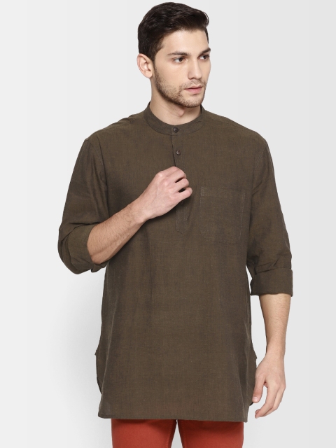 

Fabindia Men Olive Green Solid Straight Kurta