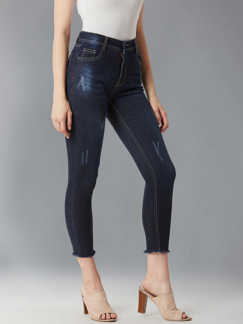 

DOLCE CRUDO Women Blue Skinny Fit Mid-Rise Low Distress Stretchable Jeans