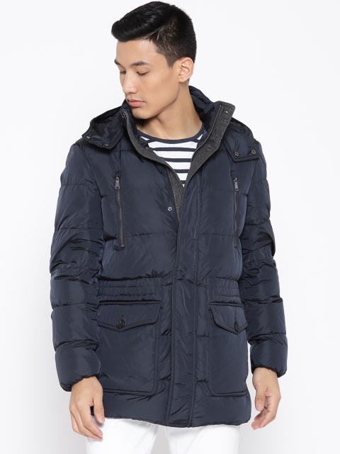 

Geox Men Navy Blue Solid Padded Jacket