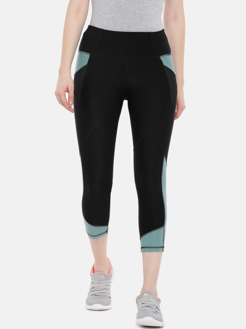 

ARX Active Women Black & Sea Green Colourblocked 3/4th Tights