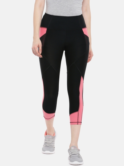 

ARX Active Women Black & Pink Colourblocked X-Dri Moisture Wicking Tights