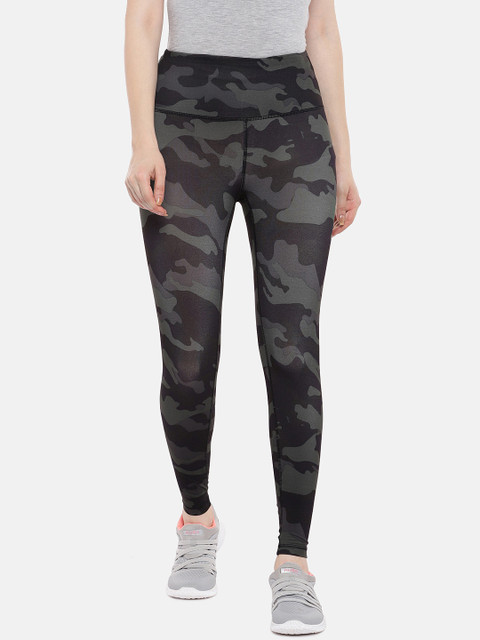 

ARX Active Women Olive Green Camouflage Printed X-Dri Moisture Wicking Tights